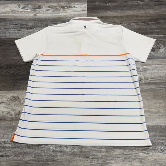Mizzen + Main Phil Mickelson White Striped Mens L Performance‎ Golf Polo Shirt - Picture 3 of 10